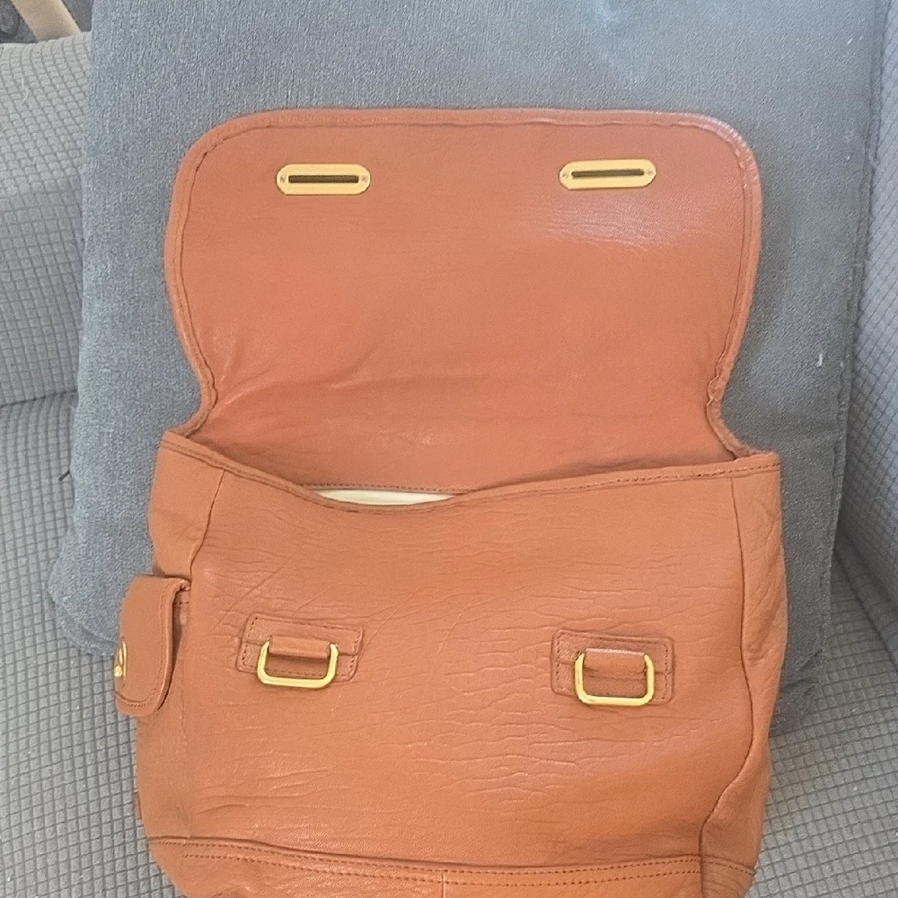 Yves Saint Laurent Tan Leather Satchel with Gold Hardware